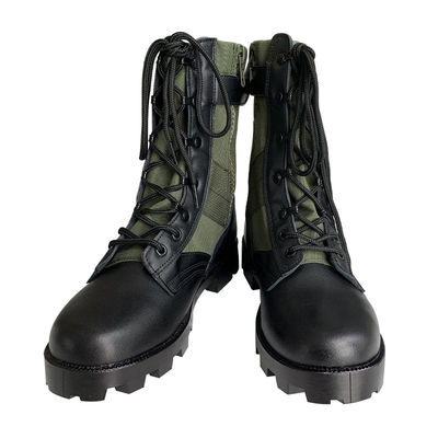 Παναμά Πράσινο Καμβά δερμάτινο Combat Style Jungle μπότες με πλευρικό φερμουάρ και προσιτές