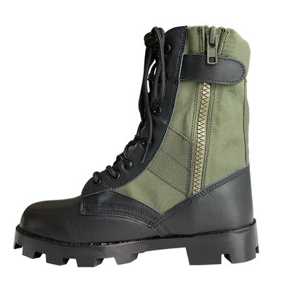 Παναμά Πράσινο Καμβά δερμάτινο Combat Style Jungle μπότες με πλευρικό φερμουάρ και προσιτές
