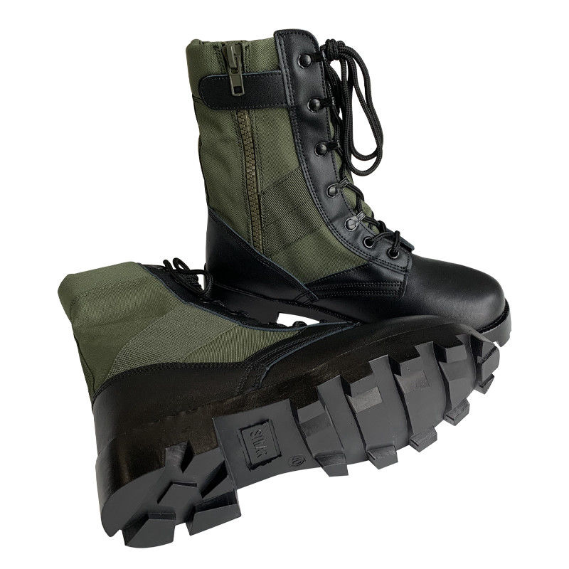 Παναμά Πράσινο Καμβά δερμάτινο Combat Style Jungle μπότες με πλευρικό φερμουάρ και προσιτές